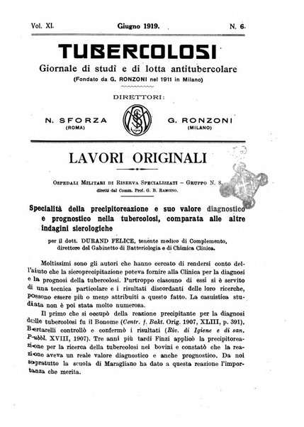 Tubercolosi giornale di studi e di lotta antitubercolare