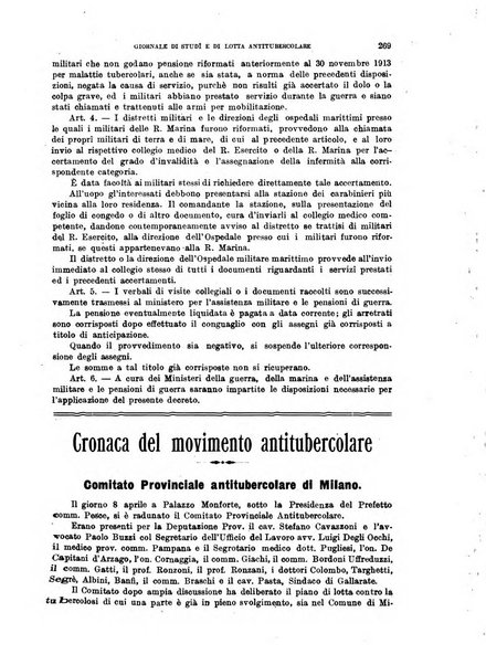 Tubercolosi giornale di studi e di lotta antitubercolare