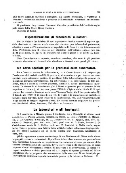 Tubercolosi giornale di studi e di lotta antitubercolare