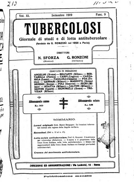 Tubercolosi giornale di studi e di lotta antitubercolare