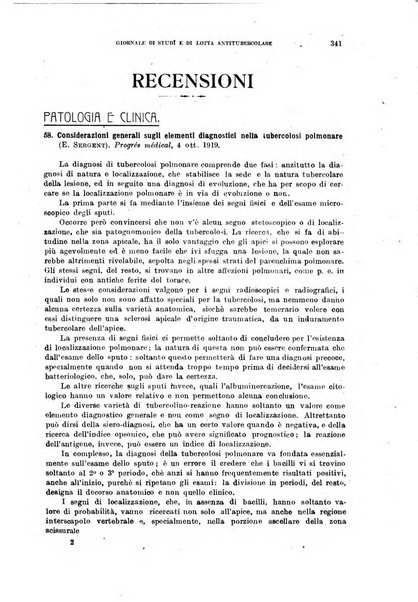 Tubercolosi giornale di studi e di lotta antitubercolare