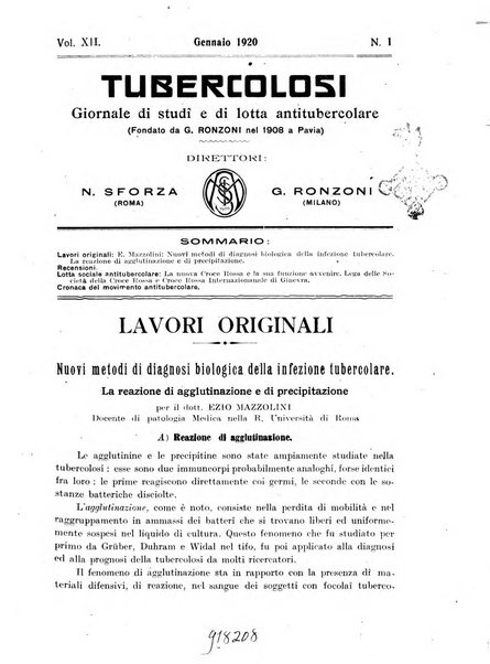 Tubercolosi giornale di studi e di lotta antitubercolare