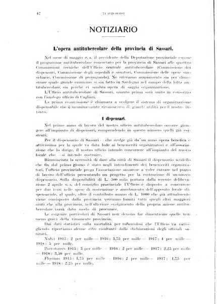 Tubercolosi giornale di studi e di lotta antitubercolare