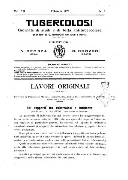 Tubercolosi giornale di studi e di lotta antitubercolare