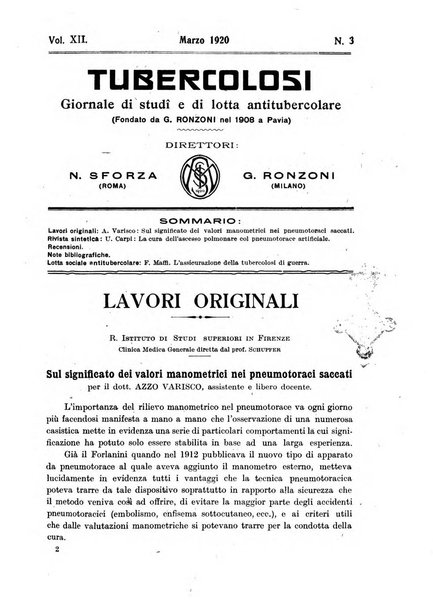 Tubercolosi giornale di studi e di lotta antitubercolare