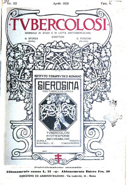 Tubercolosi giornale di studi e di lotta antitubercolare