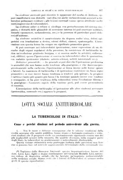 Tubercolosi giornale di studi e di lotta antitubercolare