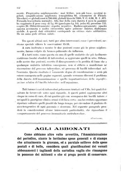 Tubercolosi giornale di studi e di lotta antitubercolare