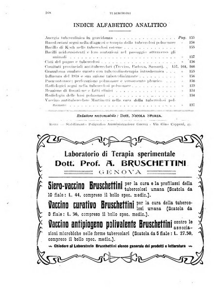 Tubercolosi giornale di studi e di lotta antitubercolare