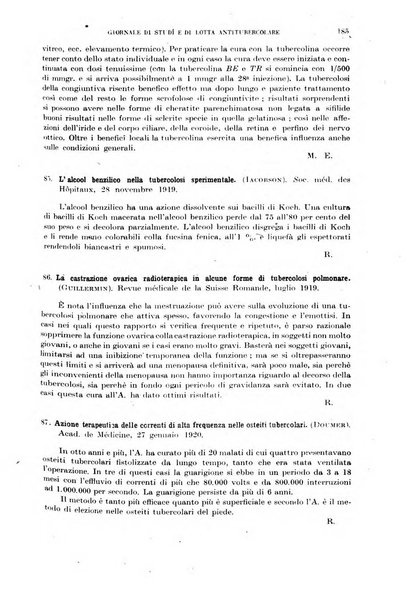 Tubercolosi giornale di studi e di lotta antitubercolare