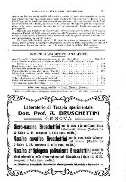 Tubercolosi giornale di studi e di lotta antitubercolare