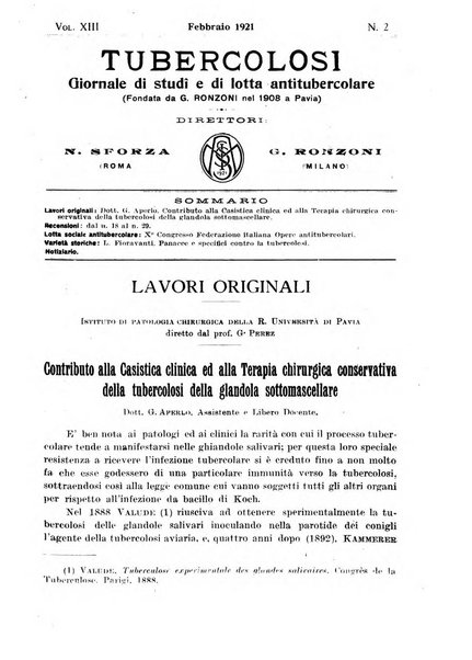 Tubercolosi giornale di studi e di lotta antitubercolare