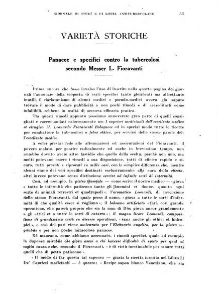 Tubercolosi giornale di studi e di lotta antitubercolare