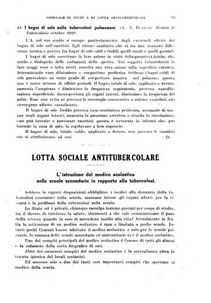 Tubercolosi giornale di studi e di lotta antitubercolare