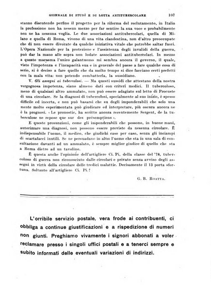 Tubercolosi giornale di studi e di lotta antitubercolare