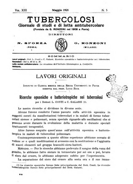 Tubercolosi giornale di studi e di lotta antitubercolare