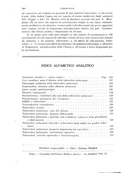 Tubercolosi giornale di studi e di lotta antitubercolare