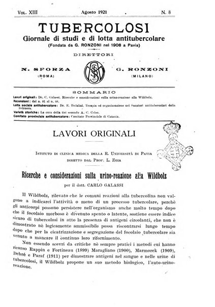 Tubercolosi giornale di studi e di lotta antitubercolare