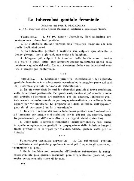 Tubercolosi giornale di studi e di lotta antitubercolare