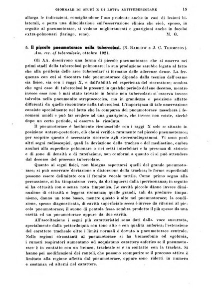 Tubercolosi giornale di studi e di lotta antitubercolare