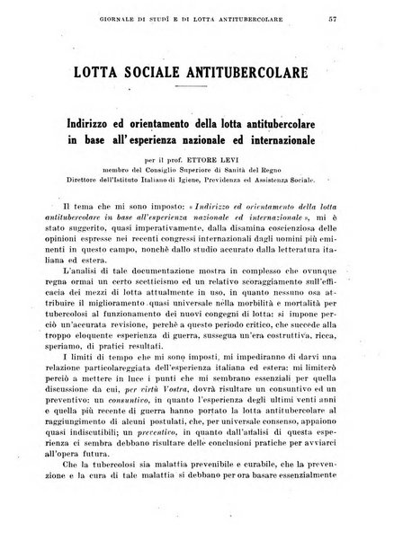 Tubercolosi giornale di studi e di lotta antitubercolare