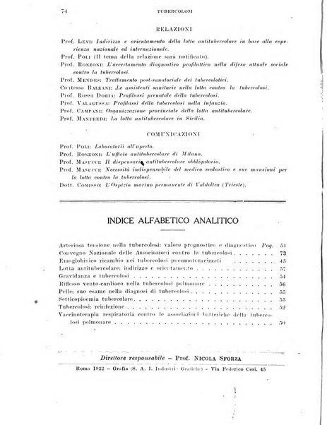 Tubercolosi giornale di studi e di lotta antitubercolare