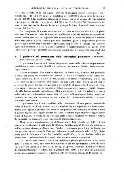 Tubercolosi giornale di studi e di lotta antitubercolare