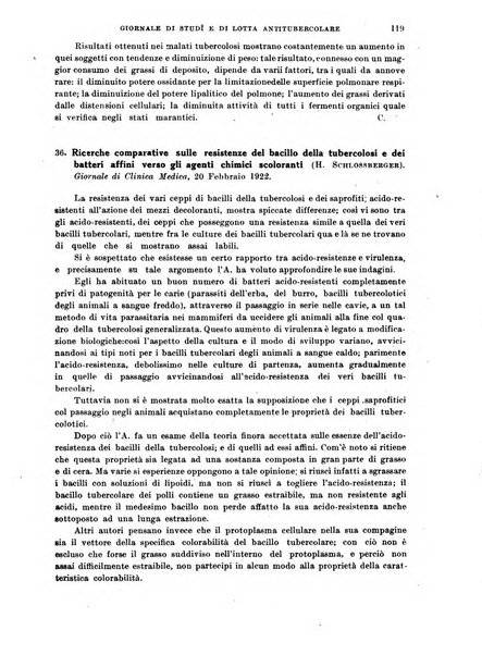 Tubercolosi giornale di studi e di lotta antitubercolare