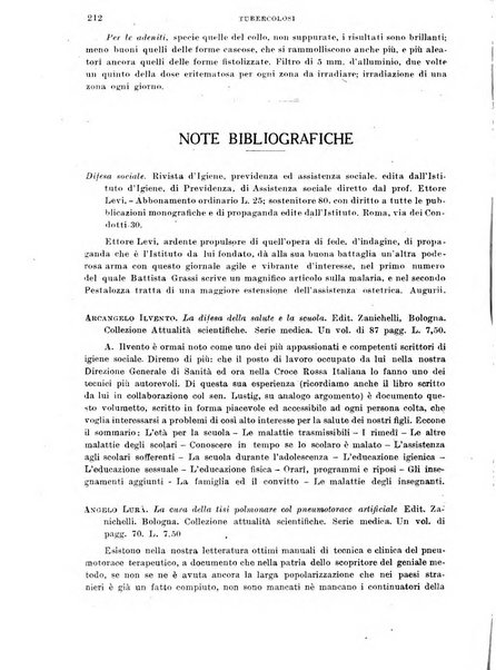 Tubercolosi giornale di studi e di lotta antitubercolare