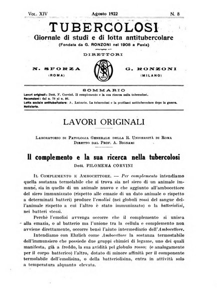 Tubercolosi giornale di studi e di lotta antitubercolare