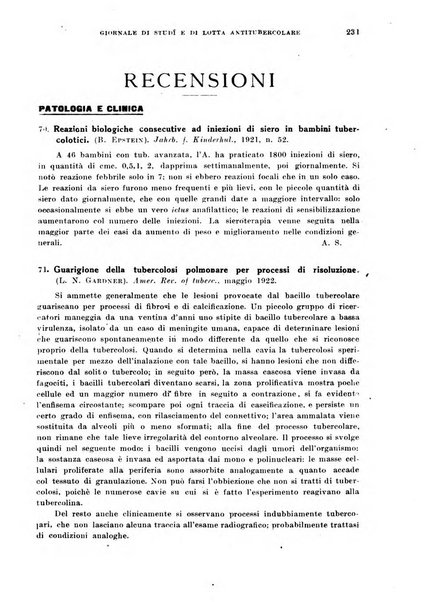 Tubercolosi giornale di studi e di lotta antitubercolare