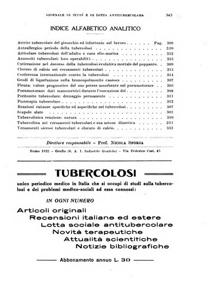 Tubercolosi giornale di studi e di lotta antitubercolare