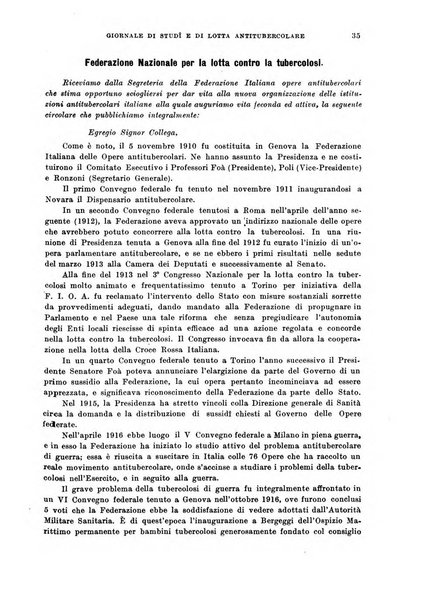 Tubercolosi giornale di studi e di lotta antitubercolare