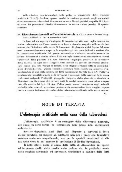 Tubercolosi giornale di studi e di lotta antitubercolare