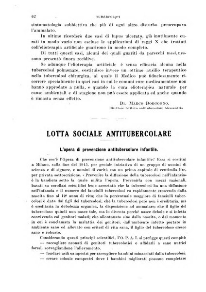 Tubercolosi giornale di studi e di lotta antitubercolare