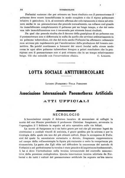 Tubercolosi giornale di studi e di lotta antitubercolare