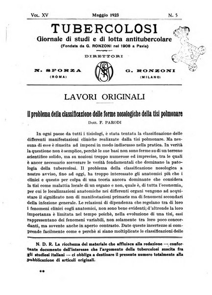 Tubercolosi giornale di studi e di lotta antitubercolare