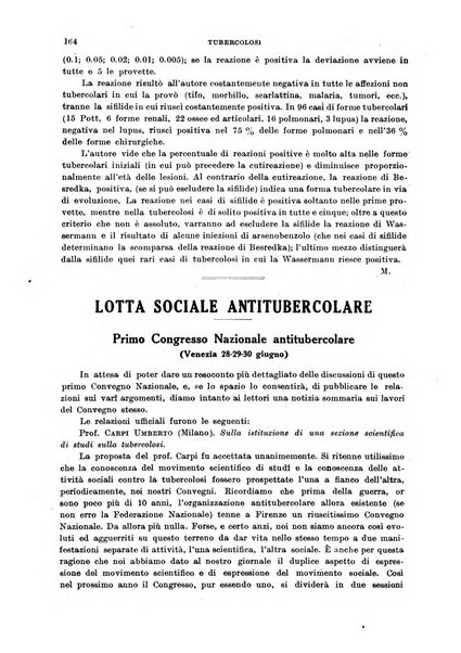 Tubercolosi giornale di studi e di lotta antitubercolare