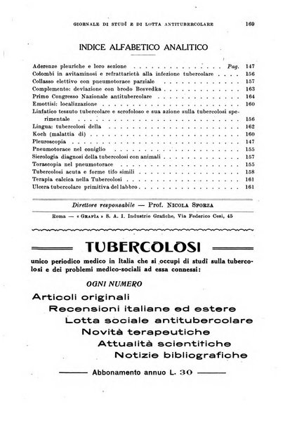 Tubercolosi giornale di studi e di lotta antitubercolare