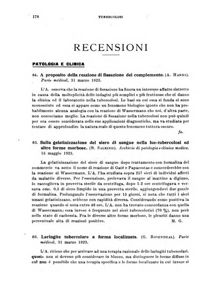 Tubercolosi giornale di studi e di lotta antitubercolare