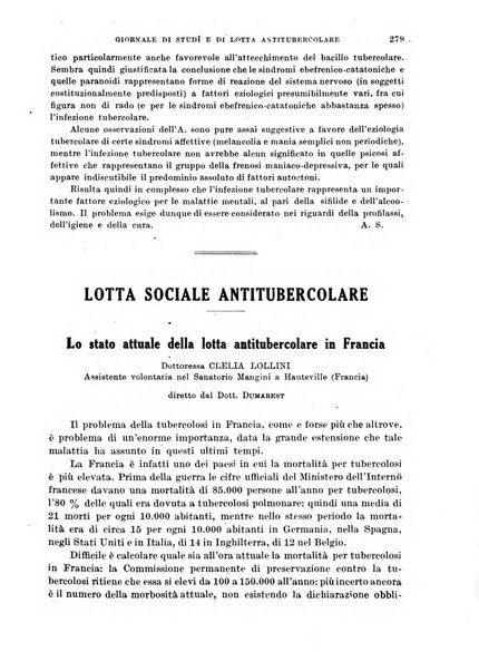 Tubercolosi giornale di studi e di lotta antitubercolare