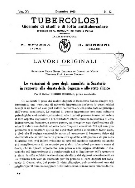 Tubercolosi giornale di studi e di lotta antitubercolare