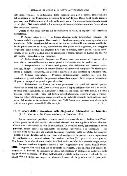 Tubercolosi giornale di studi e di lotta antitubercolare