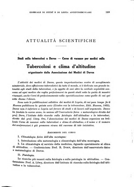 Tubercolosi giornale di studi e di lotta antitubercolare