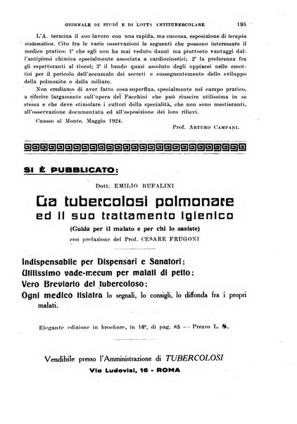 Tubercolosi giornale di studi e di lotta antitubercolare