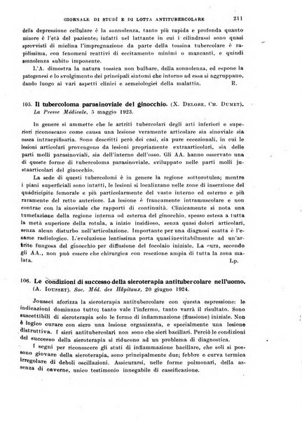 Tubercolosi giornale di studi e di lotta antitubercolare