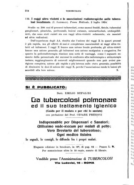 Tubercolosi giornale di studi e di lotta antitubercolare