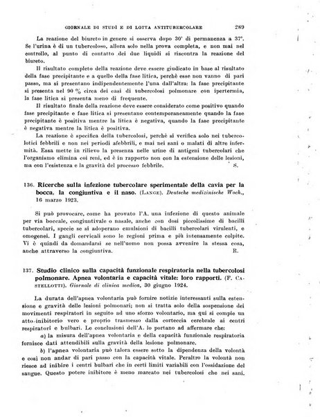 Tubercolosi giornale di studi e di lotta antitubercolare