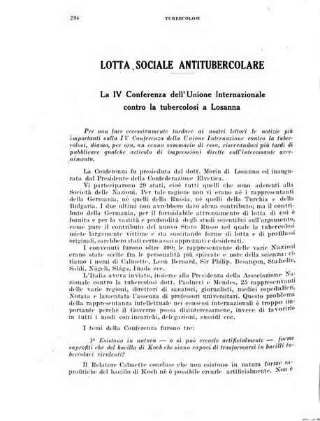 Tubercolosi giornale di studi e di lotta antitubercolare