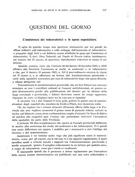 Tubercolosi giornale di studi e di lotta antitubercolare